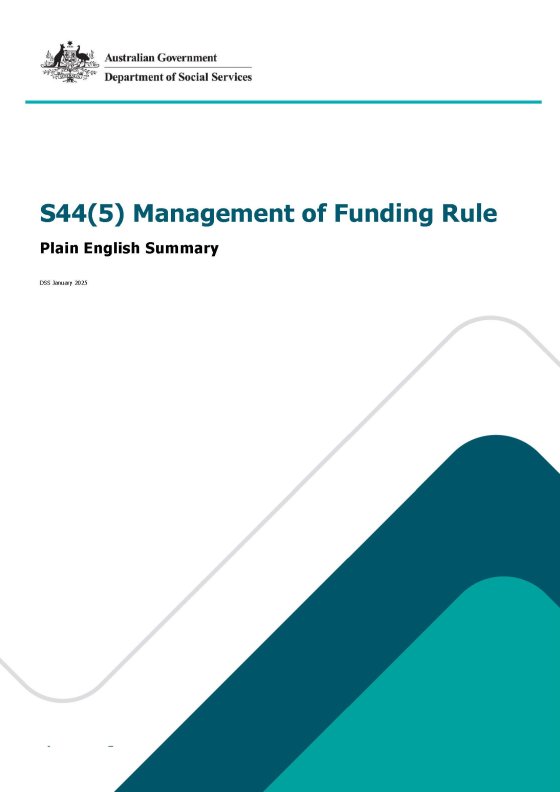 S44(5) Management of Funding Rule cover page