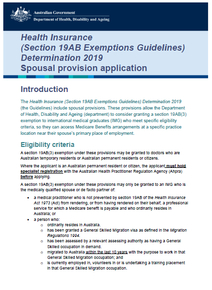 Cover image of the Spousal exemption information and application form