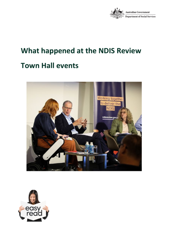 Summary of NDIS Review Town Halls - Easy Read cover page