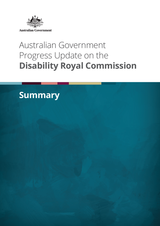 Australian Government Progress Update on the Disability Royal Commission – Summary cover page