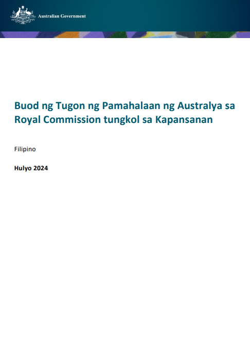 Summary of the Australian Government Response to the Disability Royal Commission cover page