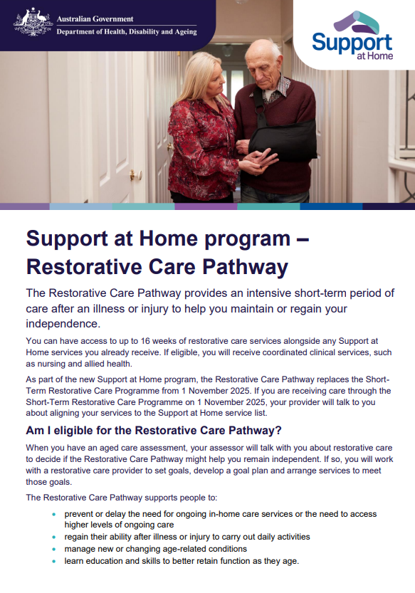 Support at Home program – Restorative Care Pathway (July 2025) cover page