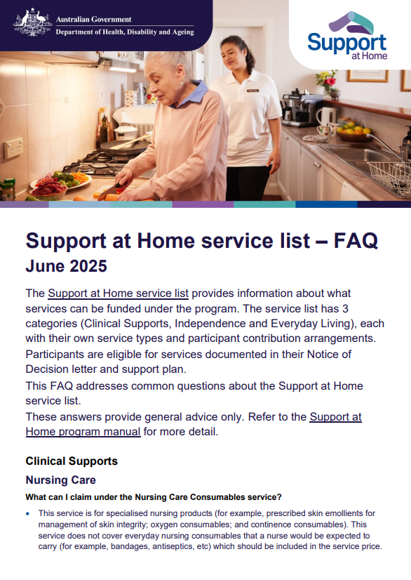 SaH Service list FAQ cover page