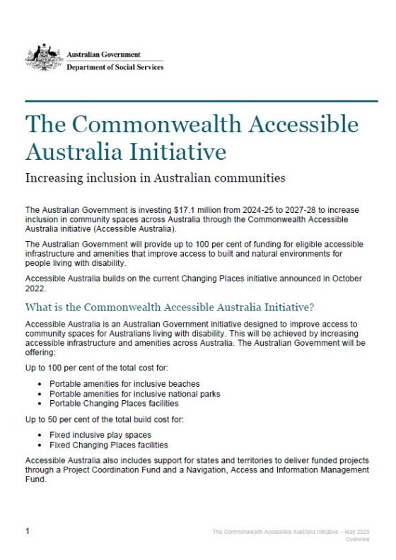 The Commonwealth Accessible Australia Initiative cover page