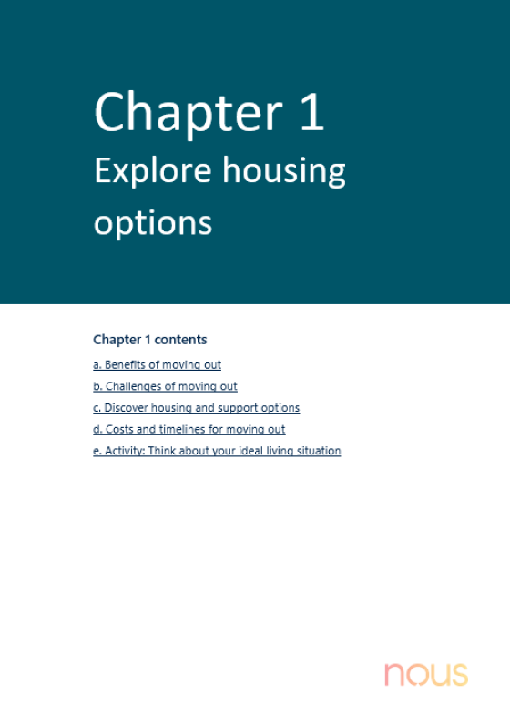 Younger people in residential aged care (YPIRAC) toolkit – Chapter 1: Explore housing options cover page