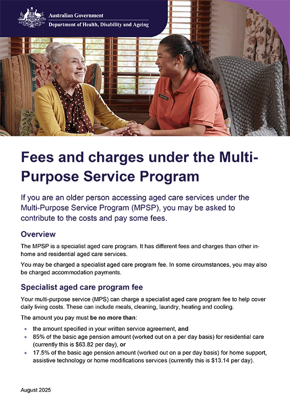 Fees and charges under the MPSP – Consumer fact sheet