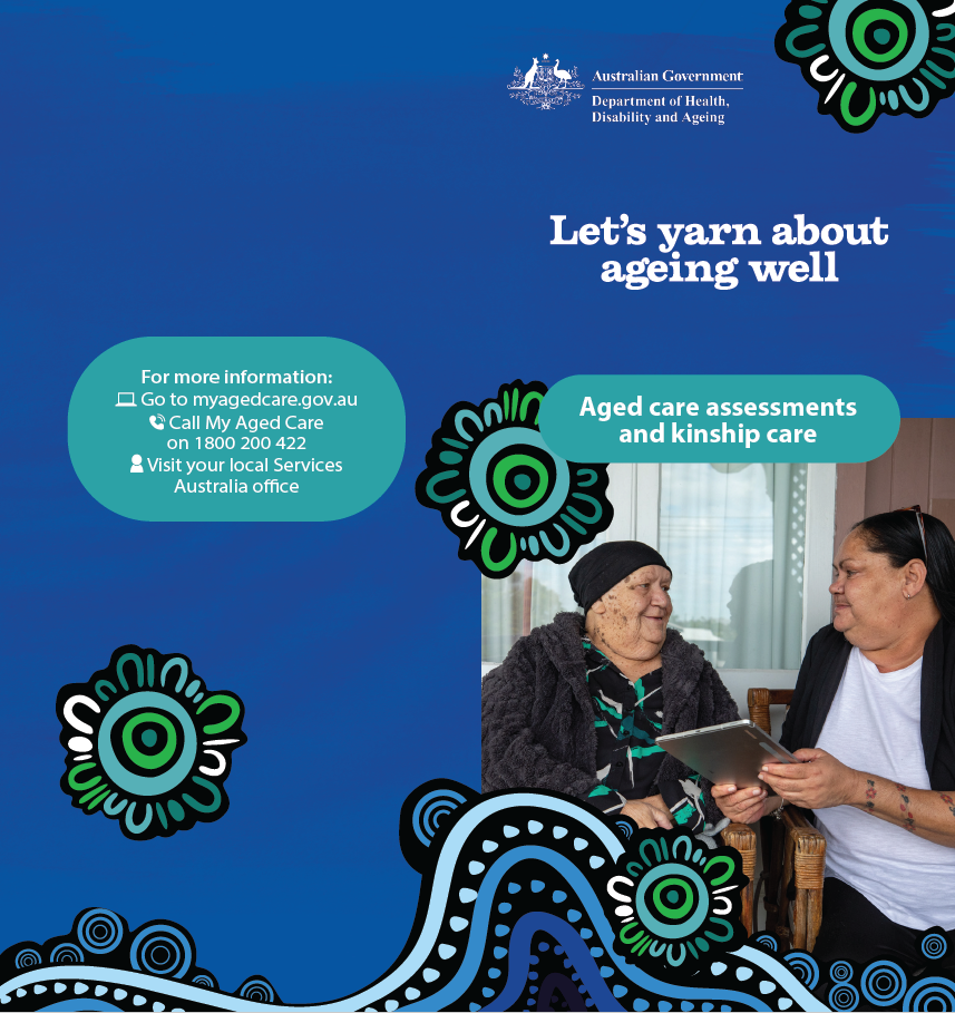 Cover page for the Aged care assessments and kinship care brochure