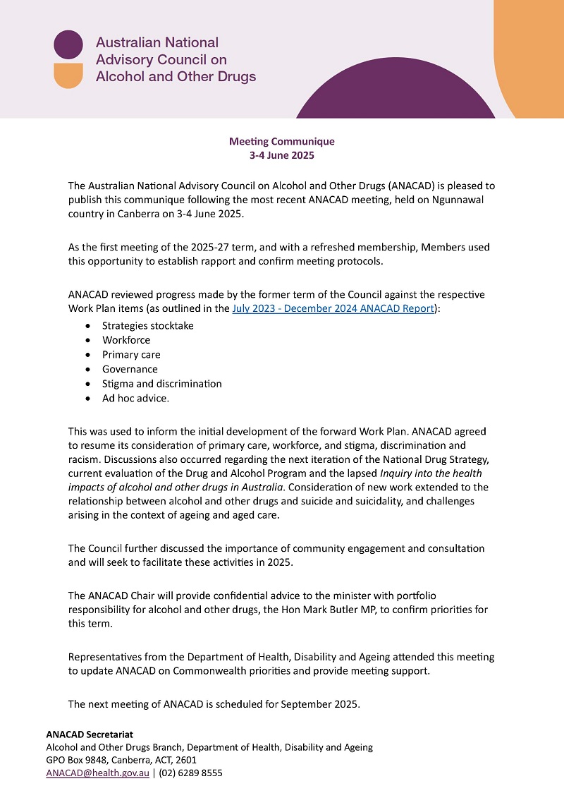 ANACAD Communique – June 2025