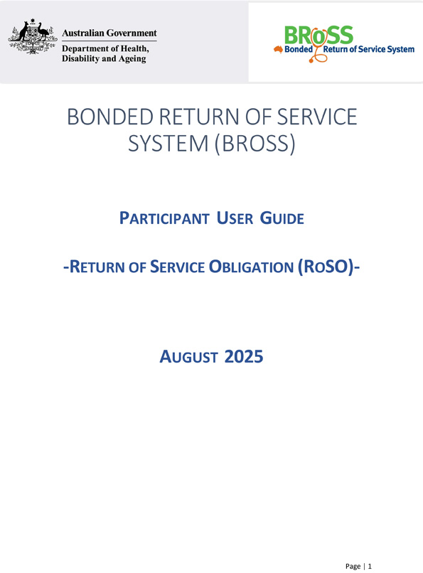 BRoSS participant user guide – Return of Service Obligation (RoSO)