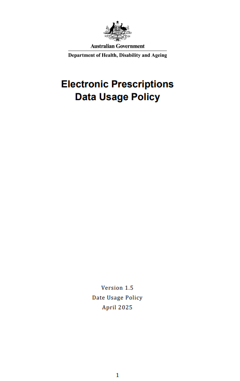 Electronic Prescriptions Data usage policy cover page (updated August 2025)