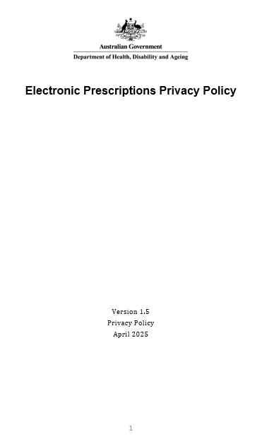 Electronic Prescriptions Privacy Policy v1.5 cover page