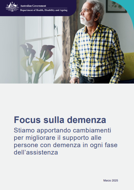 Italian cover page for the Focus on dementia booklet