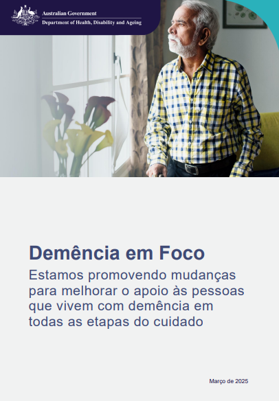 Portuguese cover page for the Focus on dementia booklet