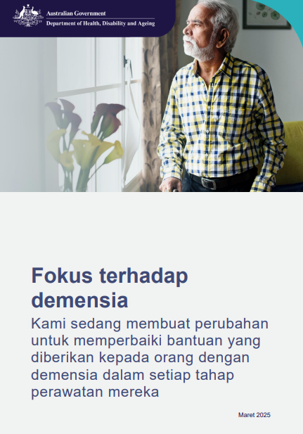 Indonesian cover page for the Focus on dementia booklet