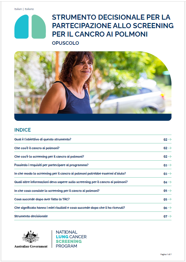 Programma nazionale di screening per il cancro ai polmoni – Strumento decisionale per la partecipazione allo screening per il cancro ai polmoni
