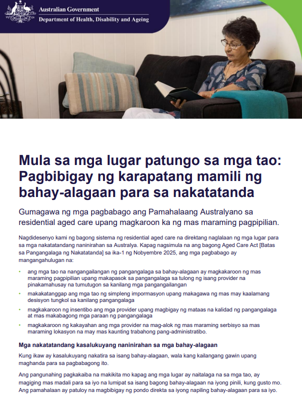 Tagalog_Places to people – Embedding choice in residential aged care cover page