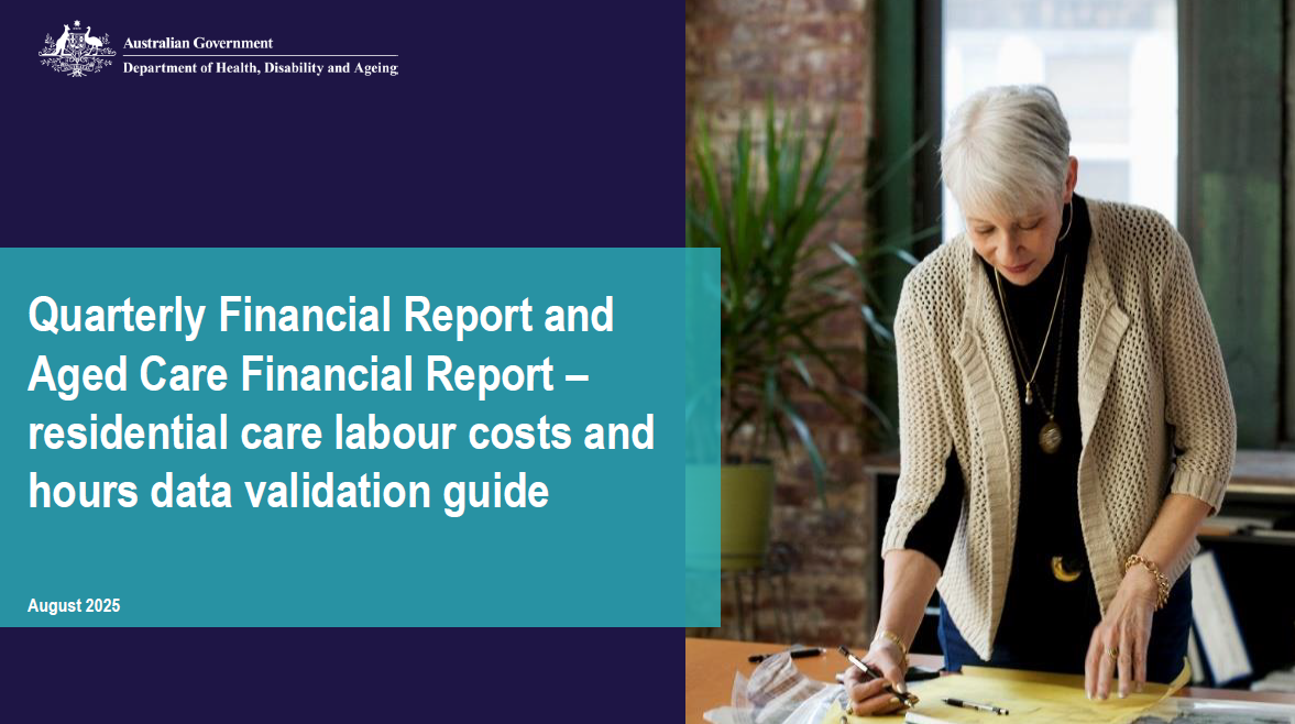 Quarterly Financial Report and Aged Care Financial Report cover page (August 2025)