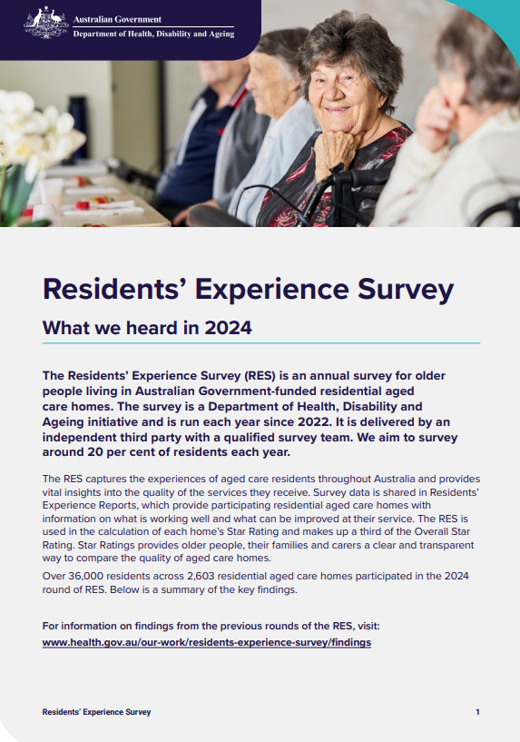 Residents’ Experience Survey fact sheet cover image