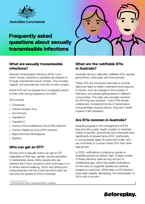 Frequently asked questions about sexually transmissible infections cover page