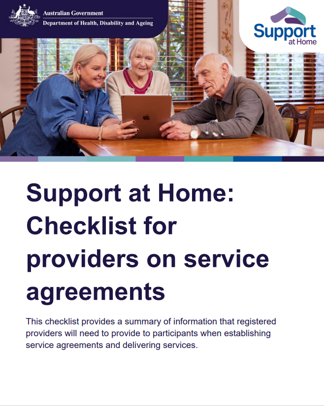 Support at Home - checklist for providers on service agreements