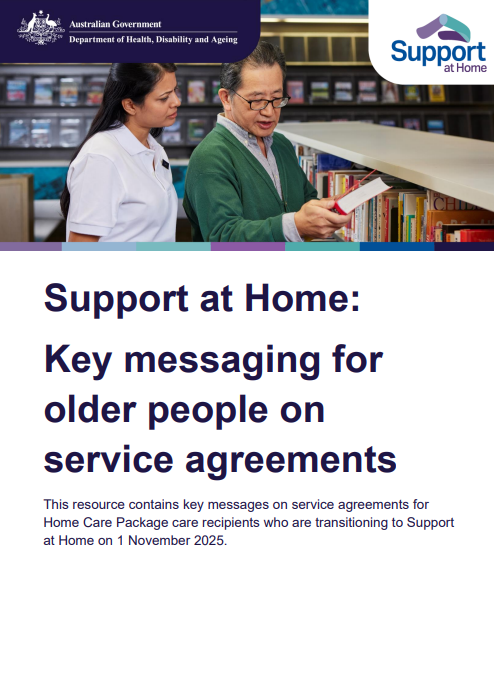 Support at home: key messaging for older people on service agreements