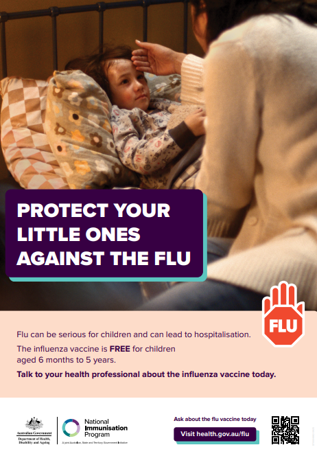 Influenza (flu) vaccination – Flu in Kids Poster