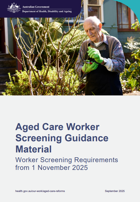 Aged Care Worker Screening Guidance Material cover page