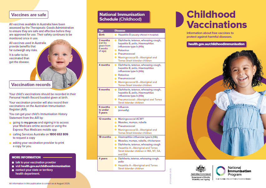 cover image for the Childhood vaccinations DL brochure
