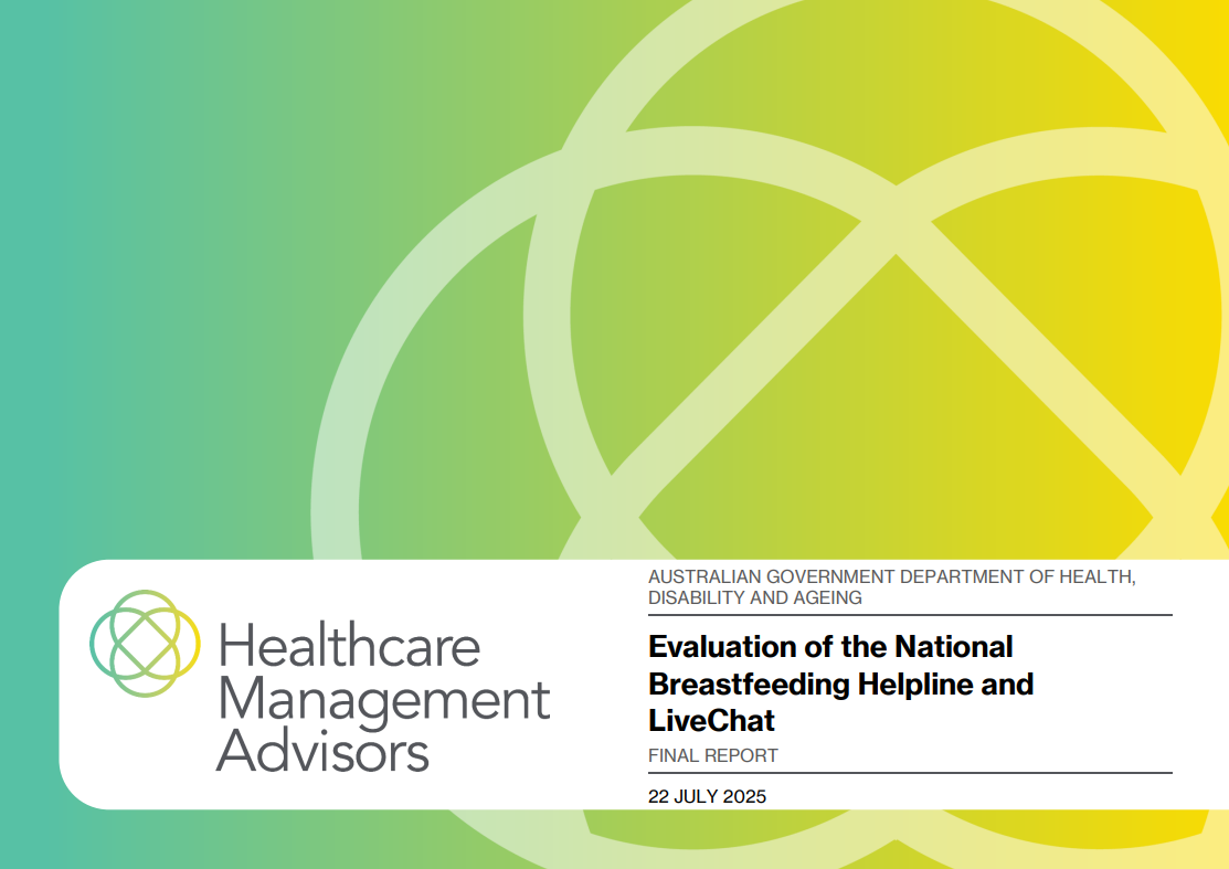 Cover page for the Evaluation of the National Breastfeeding Helpline and LiveChat Final Report