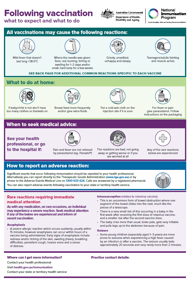 cover image for the Following vaccination – what to expect and what to do (Sept 2025 update)