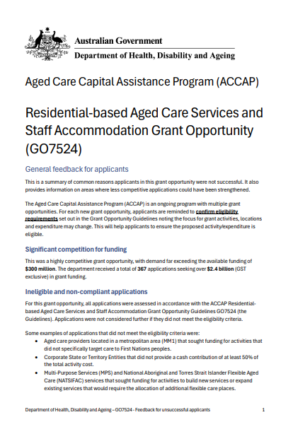 ACCAP Grant opportunities (GO7524) cover page
