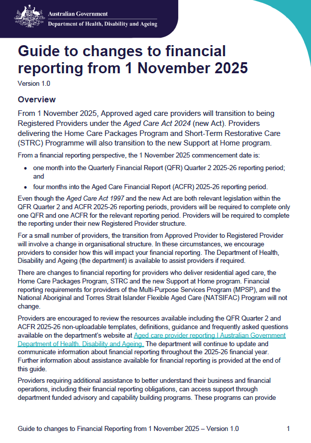 Cover page image of the Guide to Changes in Financial Reporting from 1 November 2025