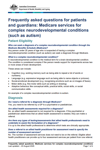 Frequently asked questions for patients and guardians cover page