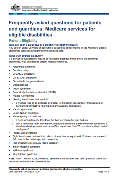 FAQ Medicare services for eligible disabilities cover page