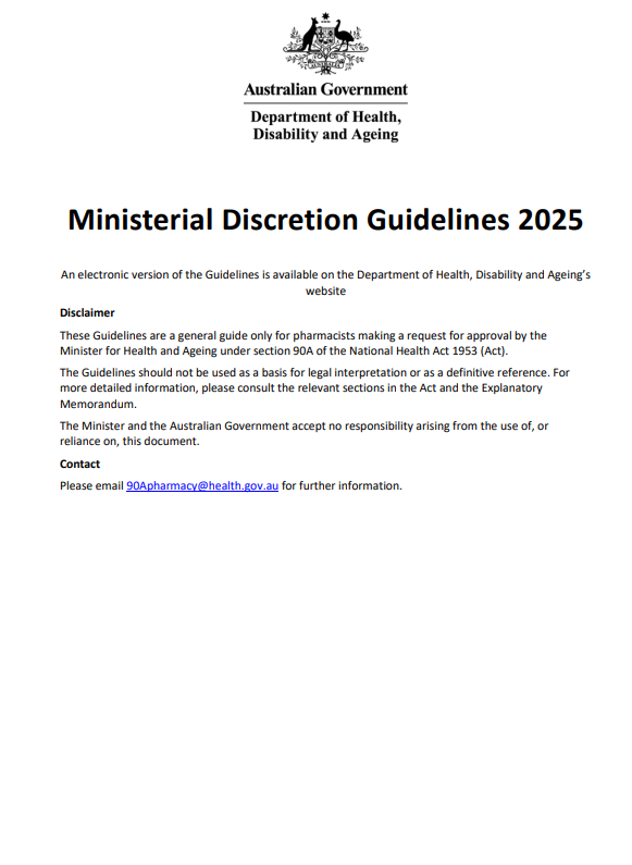 Ministerial Discretion Guidelines cover page