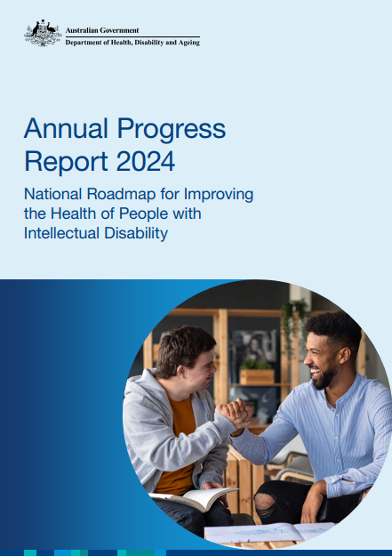 Cover page for the National Roadmap for Improving the Health of People with Intellectual Disability – Annual progress reports 2024