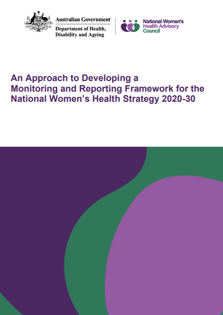 Cover page for the National Women's Health Strategy 2020-2030 report