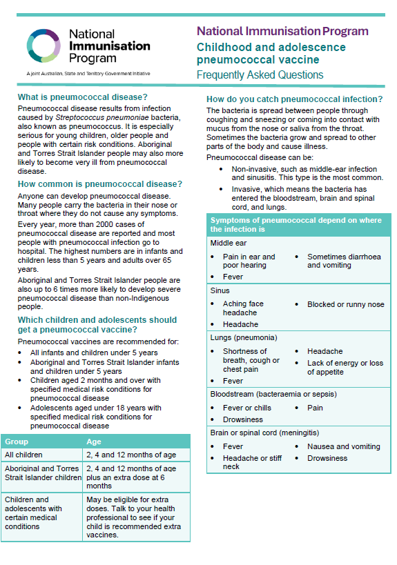 Cover image for the NIP childhood and adolescence pneumococcal vaccine Frequently Asked Questions (Sept 2025 update)