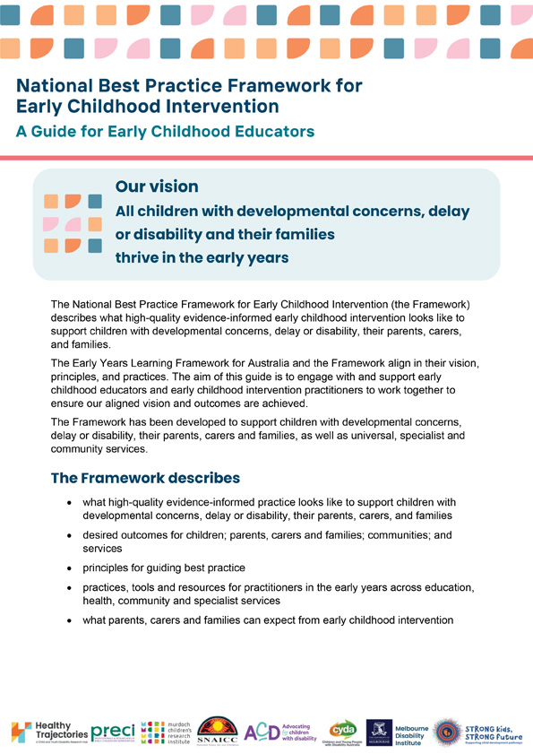 The National Best Practice Framework for Early Childhood Intervention – A guide for early childhood educators