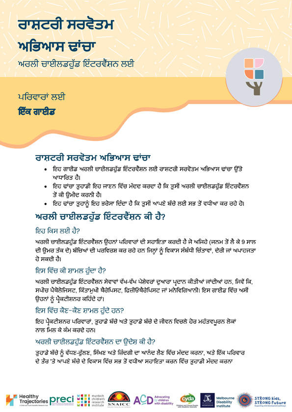 The National Best Practice Framework for Early Childhood Intervention – A guide for families (Punjabi)