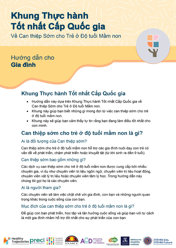 The National Best Practice Framework for Early Childhood Intervention – A guide for families (Vietnamese)