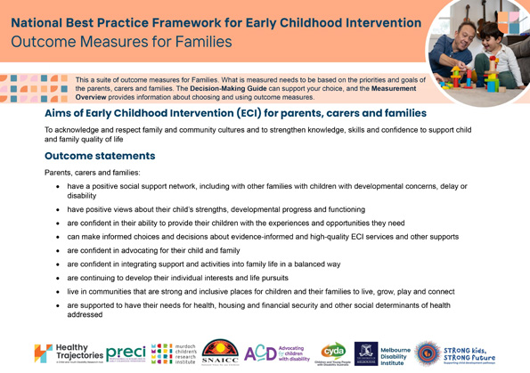 The National Best Practice Framework for Early Childhood Intervention – Outcome measures for parents, carers and families
