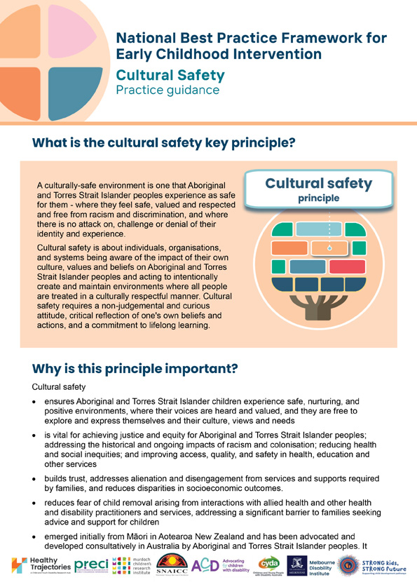 The National Best Practice Framework for Early Childhood Intervention – Practice guidance – Cultural safety key principle