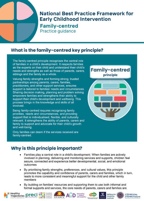 The National Best Practice Framework for Early Childhood Intervention – Practice guidance – Family-centred key principle