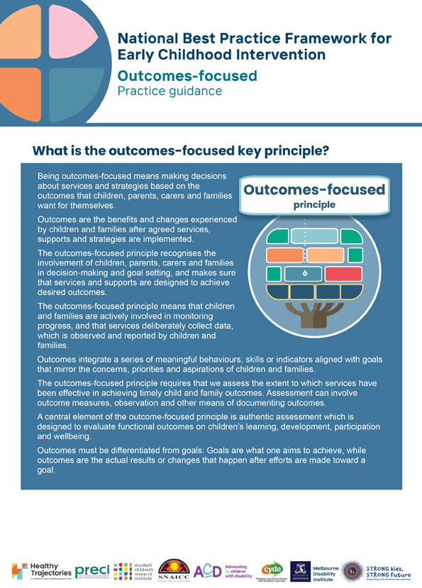 The National Best Practice Framework for Early Childhood Intervention – Practice guidance – Outcomes-focused key principle