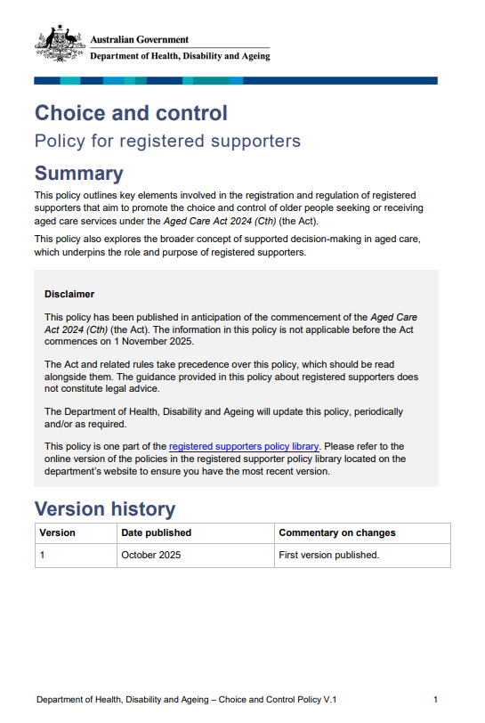 Cover page for Choice and control guideline