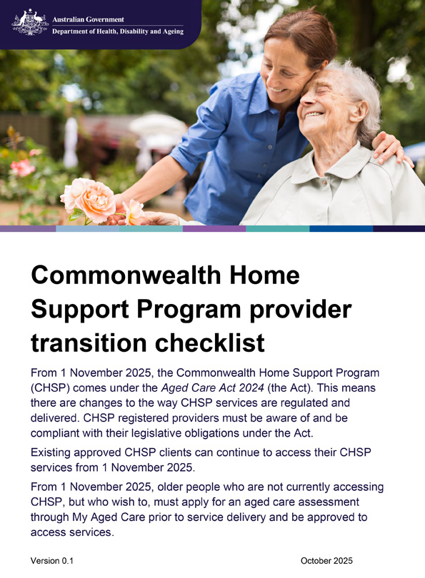 Commonwealth Home Support Program provider transition checklist