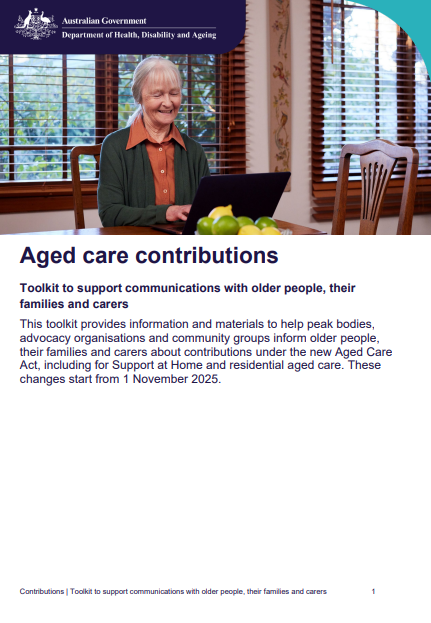 Aged care contributions cover page