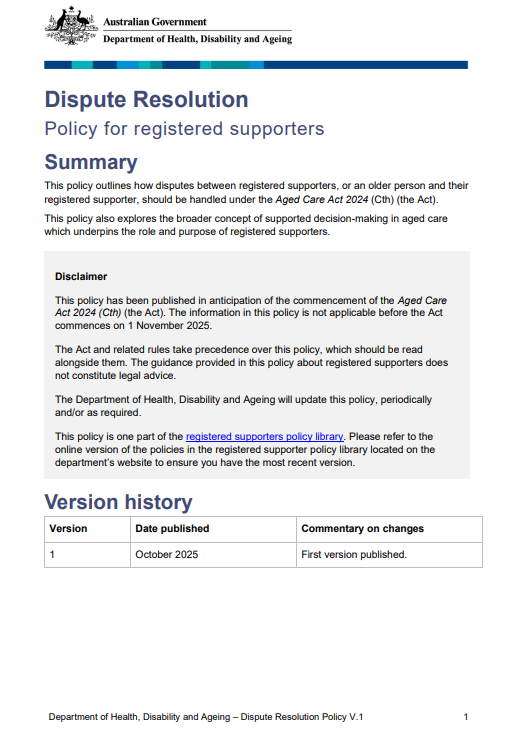 Cover page for the Dispute resolution guide