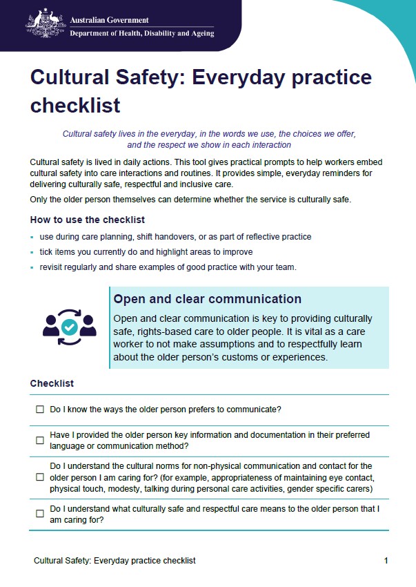 Display image - Cultural safety everyday practice checklist